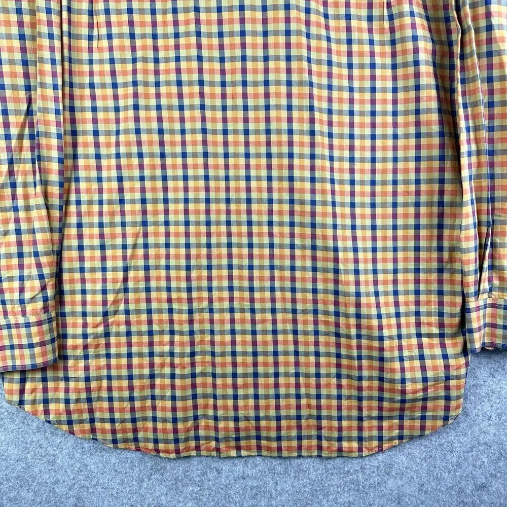 Scott Barber Shirt Mens XL Gingham Plaid Preppy Cotton Button Down Pocket LS